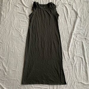 Universal Thread Dark Grey Basic Long Dress with Ruffled Cap Sleeves Size S